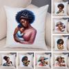 Африка Мама и Малыш Наволочка Декор Мультяшная Красивые Черные Женщины Чехол на Подушку для Дивана Дома Короткая Плюшевая Наволочка 45x45см