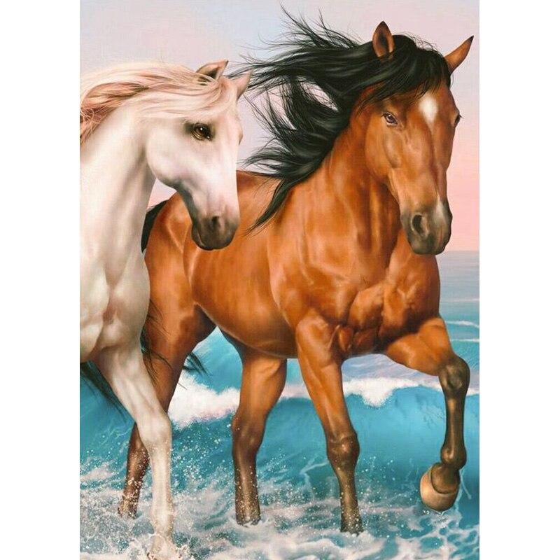 5D DIY Алмазная картина Набор Скачущая лошадь Алмазная вышивка Стразы Украшения для дома