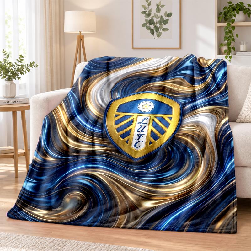 Leeds United Football Printed Flannel Blanket Warm Comfort Bed Throw For Indoor Home Decoration