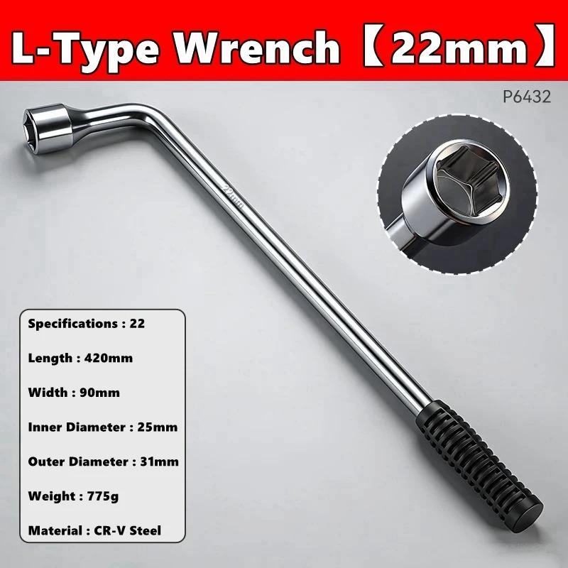 L Type Car Tire Wrench Extendable Socket Lug Wrench Labor Saving Spanner For Auto Motorcycle Repair Car Spare Tire Changing Tool