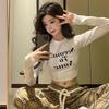 Solid Letters Women's T-shirts Long Sleeve Girls Y2K Tops Fashion Sexy Lady Tees