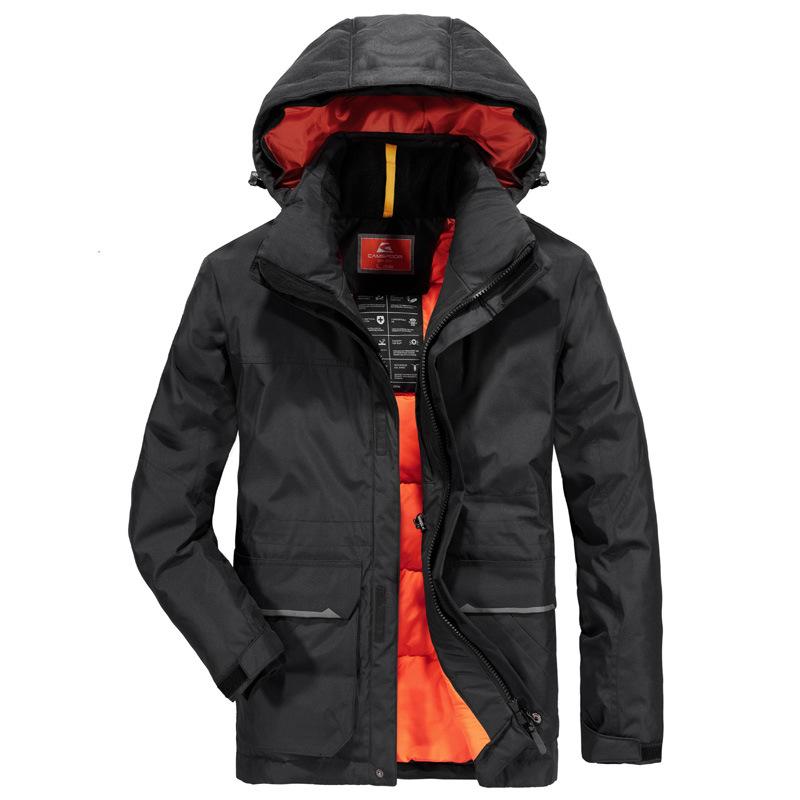 Men's New Winter Business Casual Mid-length Hooded Down Fur Collar Thickened Warm Cotton Jacket