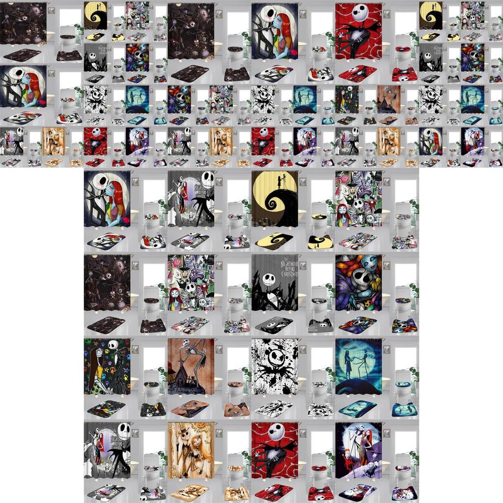 Soft And Comfortable The Nightmare Before Christmas Shower Curtain And Mat Set