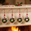 Decorative Door Lintel Wreath Handmade Pipe Cleaner Christmas Ornament, Chenille Stems Mini Festive Wall Hanging Crafts with Bow Bells for Holiday