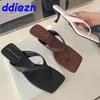 Fashion Fashion Shallow Women Medium Heels Slides Flip Flops Slippers 2025 Summer Female Footwear Ladies Heels Slippers Pumps Shoes
