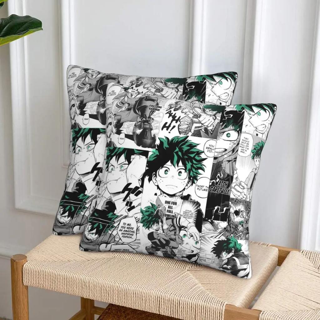 My Hero Academia Deku Manga Collage 2 Pcs Square Pillowcase Pillow Cover Cushion Decor Comfort Throw Pillow For Home Sofa