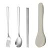 3-Piece Stainless Steel Cutlery Set (Chopsticks, Fork, Spoon) with Portable Case, Lightweight and Convenient for Kids and Adults, Perfect for Lunch, C