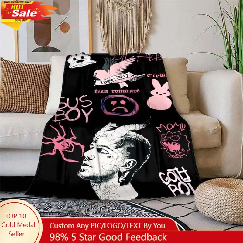 Lil Peep 4ever Fleece Blanket Rapper Lil Peep Merch Throw Blanket Space Gift For Fan Warm Winter Throw Cry bb Lil Peep Blank