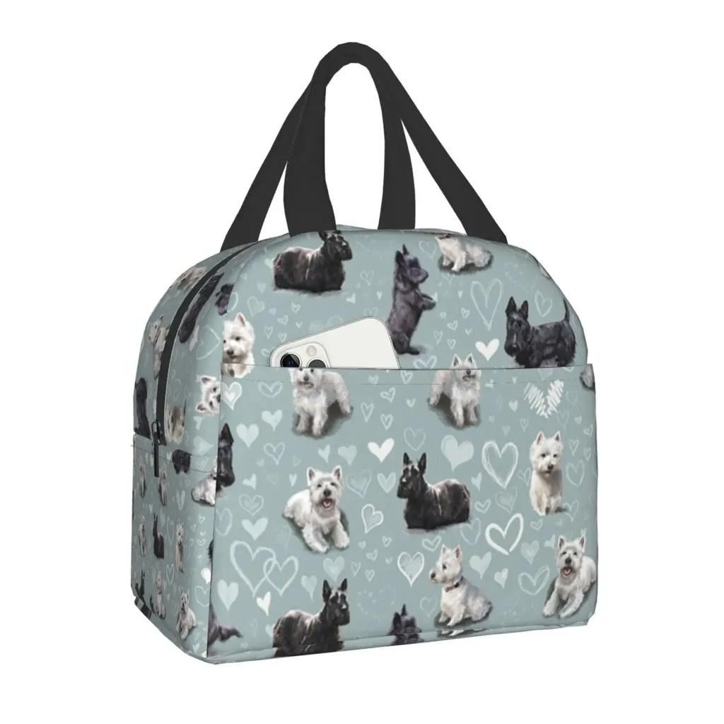 Scottish Terrier Resuable Lunch Boxes Women Multifunction Butterfly Scottie Dog Thermal Cooler Food Insulated Lunch Bag