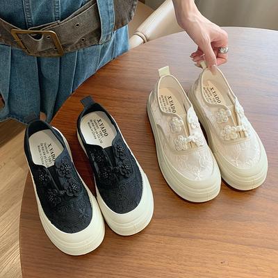 Мода 2024 Лето Теннис Женские Дышащие Тонкий Стиль Новые Маленькие Белые с Юбкой Толстая Подошва Кружево Холщовые Туфли Кроссовки