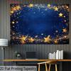 2D Golden Star Glitter Backdrop, Blue Galaxy Party Banner