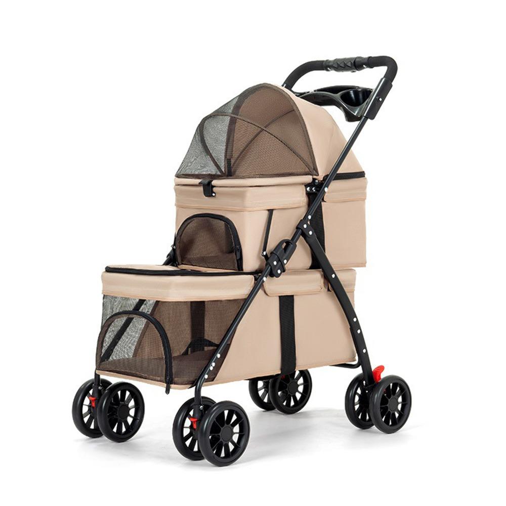 with 2 Carriages Double Pet Stroller Cup Holder Dog Stroller Multi-Pet Families