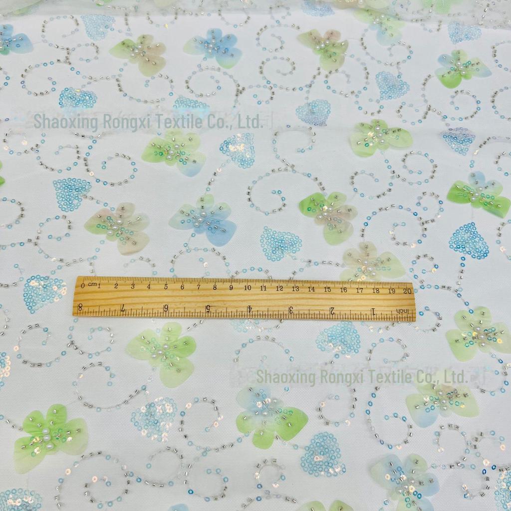 3 мм бусины-пузырьки и пайетки, сетчатая ткань в виде бабочек для детских юбок с вышивкой