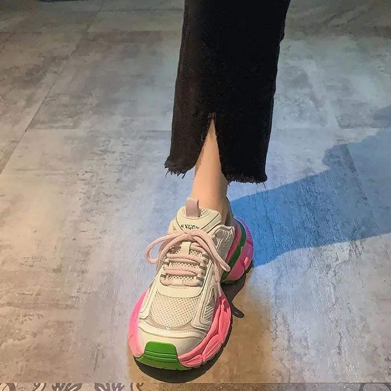 Модные высокие женские туфли на платформе, кроссовки, летние спортивные, спортивные, новое поступление 2024 года, дешевая качественная женская обувь, стильные тенденции HA