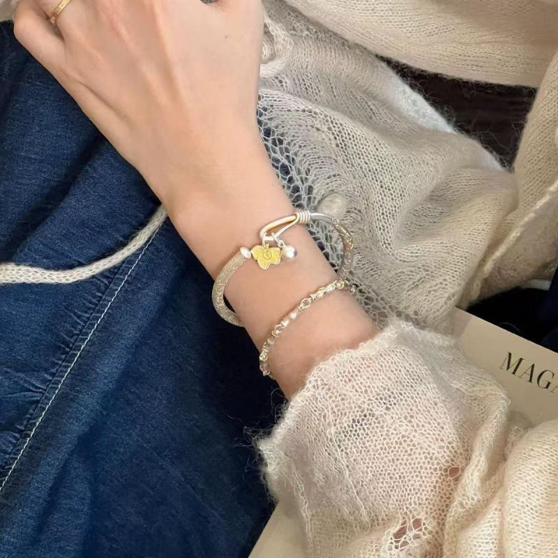 Lucky Little Horse Bronze Coin Peace Lock - Gold-Plated Sterling Silver Horse Bracelet for Women