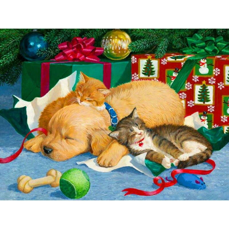 5D DIY Diamond Painting Cute Cat Diamond Embroidery Animal Flowers Cross Stitch Full Square Round Drill Home Decor Manual Gift