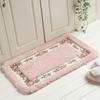 1 Pcs Pink Flower Rug Non-Skid Floral Bathroom Rug Easy To Use Bathroom Rugs Bathroom