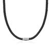 4/6/7MM Mens Black Braided Leather Cord Stainless Steel Necklace Magnetic Clasp