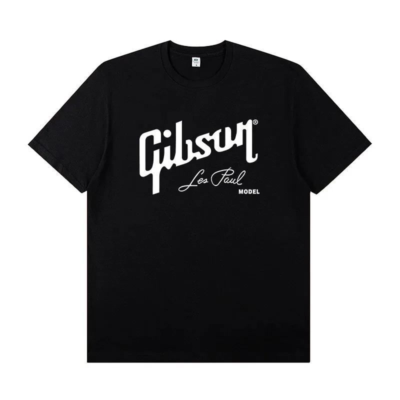 Новая коллекция Slash Gibson Les Paul Стильная и повседневная Высококачественная футболка с графическим принтом, с круглым вырезом и короткими рукавами