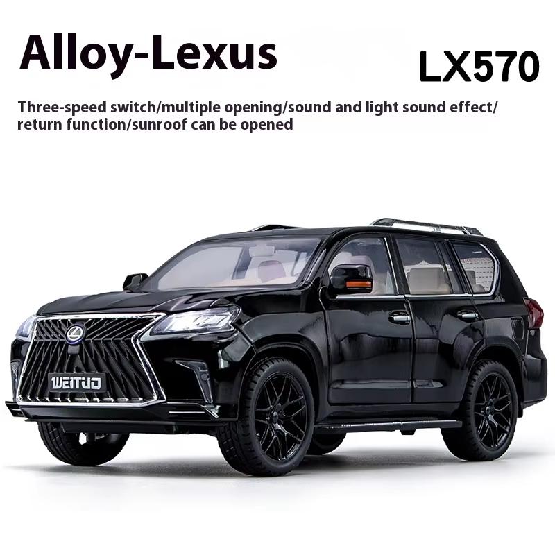 Новый Большой 1:18 Lexus LX570 Внедорожник из металлического сплава Литая модель автомобиля Звук и свет Инерционная коллекция Изысканный подарок Подходит для мальчиков