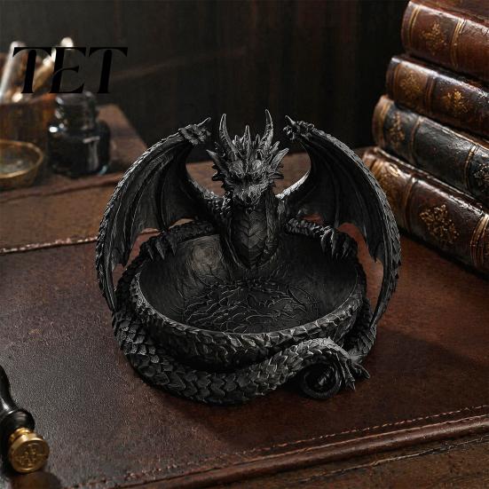 Tabletop Trinket Tray 3D Printed Dragon Jewelry Tray, Fantasy Catchall, Gothic Key Handmade Resin Alternative Holder, Medieval Desktop Storage