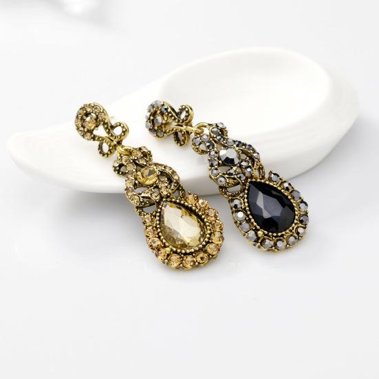 Серьги с драгоценными камнями в стиле ретро, ​​модные и универсальные женские европейские и американские серьги