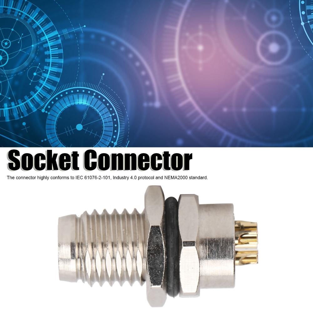 4Pin M8 Needle Socket Back Board Mounted Industrial Connector Aviation Connector  Field Assembly