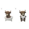 Highland Cow Statue Mini Figurine Realistic Looking Funny Highland Cattle Statue Animal Sculpture Ornament