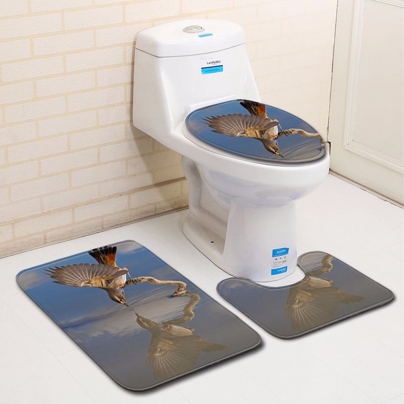 3D Bird Bathroom Toilet Three-Piece Floor Mat Doormat Bathroom Carpet