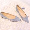 Fashion Women Flats Pointed Toe Brand Ladies Bling Shoes Flat Elegant Pink Gold Silver Plus Size 42