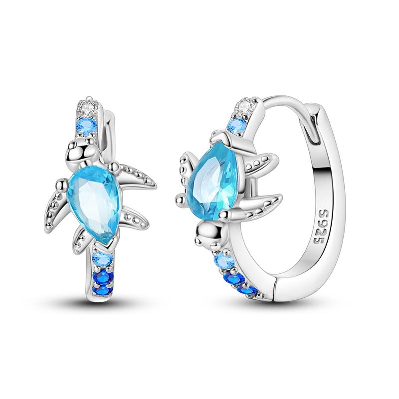 Серьги-кольца из серебра 925 пробы с синим цирконом, ловцом снов, пером, звездой, луной, милым когтем для женщин, тонкие ювелирные изделия в подарок на день рождения