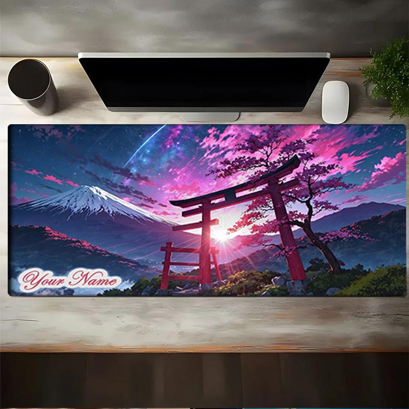 1PC Custom Name Japanese Torii Gate Mount Fuji Mouse pad, keyboard and mouse desk pad, for computer notebook Birthday Gift For Any Room Or Office