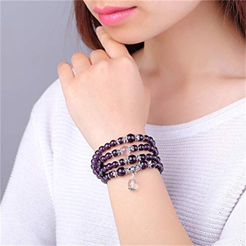 Браслет из аметиста Gebosi, камень февраля, удачный союз, бусина-хранитель, амулет удачи, камень силы, браслет из натурального камня с аметистом 6 мм