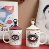 Abstract Eye Ceramic Cup Creative Abstract Coffee Cup with Lid Tableware Aromatherapy Candle Cup Candy Bottle Home Decoration