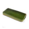 Tochigi Leather FINAL Handmade Luxury Leather Round Zipper Long Wallet for Men (JP-2500BKRE JP-2500GRCA) (JP-2500GRCA (Green Camel))