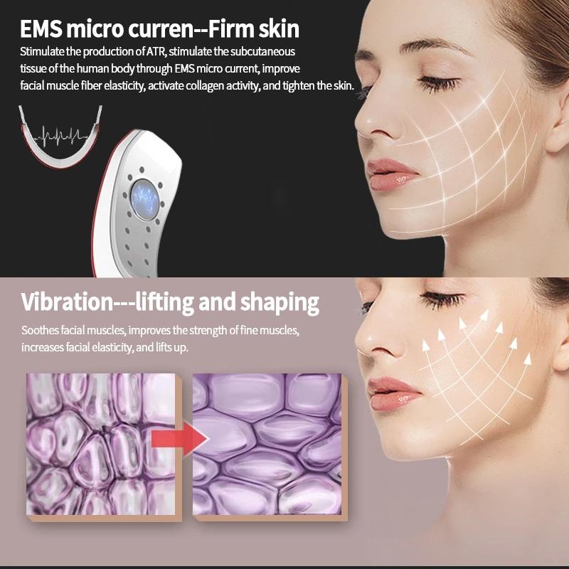 Устройство для лифтинга лица Светодиодная фотонная терапия Вибрационный массажер для похудения лица V Спасательный пояс для лица Двойной подбородок V-образный лифтинг щек V Массажер для лица