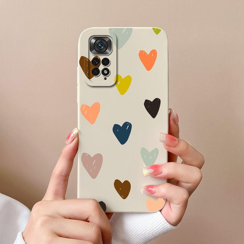 Чехол для телефона Redmi Note 11S 4G 5G, с рисунком 'Сердце', из жидкого силикона, с защитой камеры, задняя крышка для Xiaomi Redmi Note11S 11 S, Funda