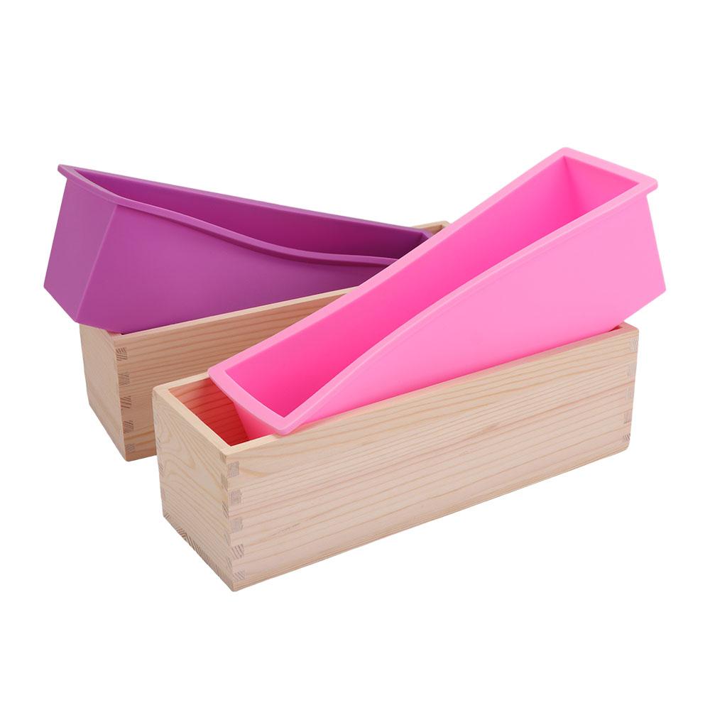 with Wooden Box and Lid Loaf Mould Rectangle Toast Mold Baking Tool Silicone Soap Mold Cake