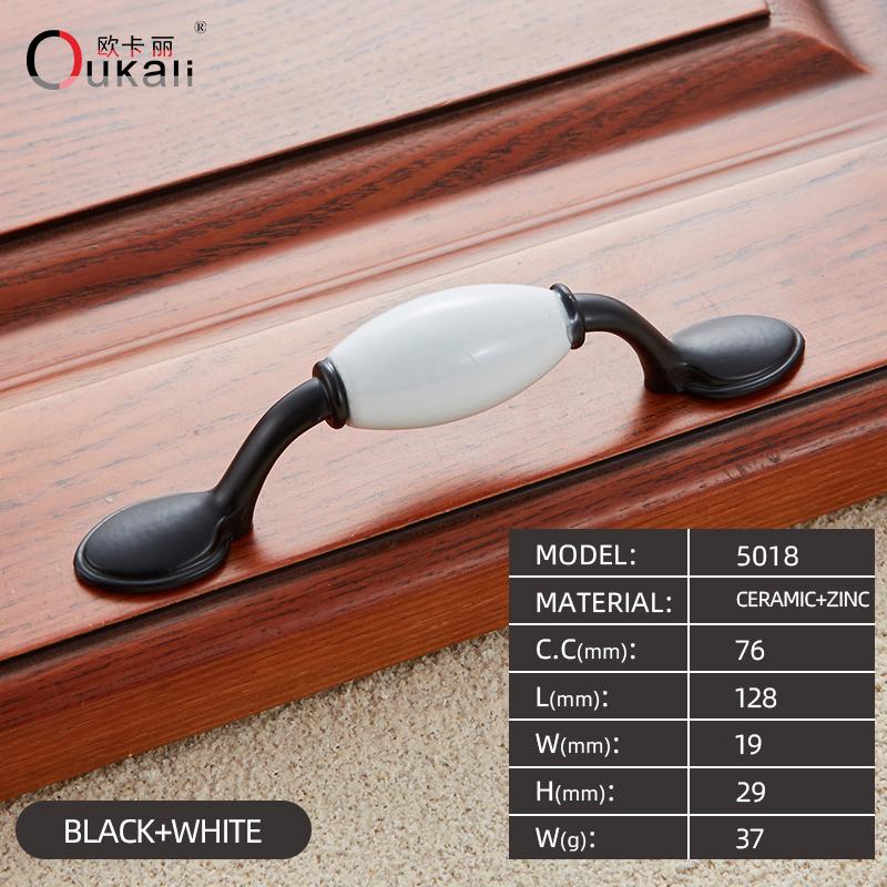 Oukali Antique Classical Ceramic Zinc Drawer Door Vintage Bedroom Furniture Handles Draw Pulls Kitchen Cabinets Wardrobe Handle