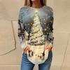 Футболки для женщин, осенние повседневные рубашки с длинным рукавом, толстовки с винтажным графическим принтом, топы, пуловеры, рождественские