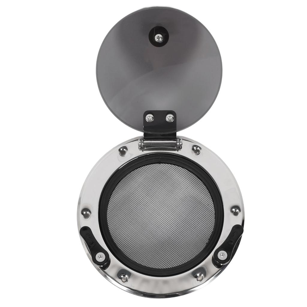 200mm Boat Porthole Window 180 Deg Internal Open Protective Net Tempered Glass UV Resistant Waterproof for Marine Yacht