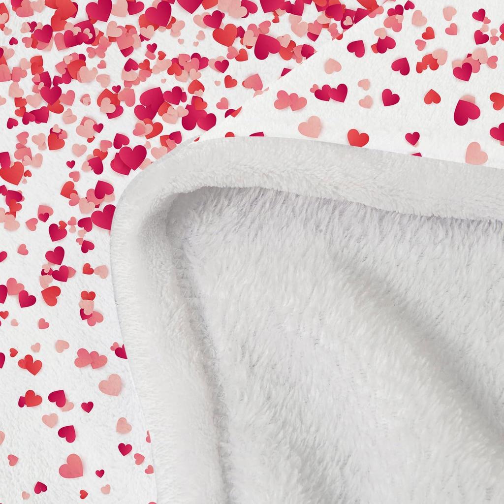 Valentine's Day Throw Blanket, Valentines Blanket Red Pink Heart Plaid Fuzzy Blanket Romantic Love Heart Decorative Soft Cozy Flannel Blanket for Mom