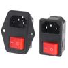 IEC320 C14 AC Electrical Socket Red LED Rocker Switch 10A 250V 3 Pin for Home Theater System Power Access
