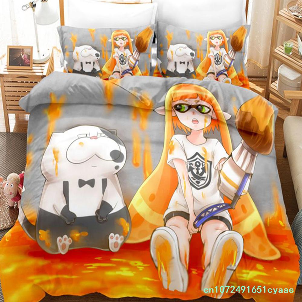 Постельное белье Splatoon Односпальное Двуспальное Полное Queen King Размер Кавайное Набор для кровати Мальчики/Девочки Взрослые Спальня Мальчика Комплекты с пододеяльником 3D Печать