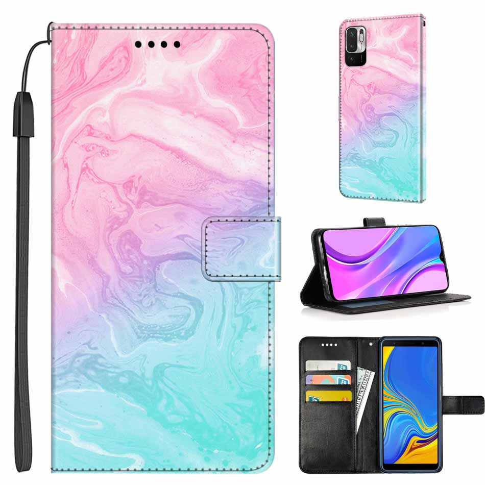 Книжка из Мраморной Кожи для Oppo A80 5G/Oppo A3 Pro /Oppo K12x Чехол Цветной Мраморный Флип Кошелек Чехол-Держатель Стенд для Oppo A80
