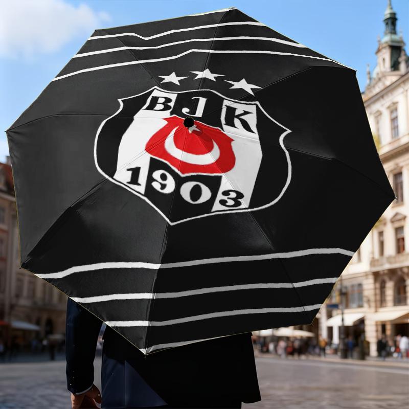 Зонт Besiktas Crest Legacy 1903 Складной зонт, автоматический зонт 8 спиц для путешествий, кемпинга Подарок на Хэллоуин Рождество