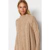 Аксессуар цвета хаки, плетеный трикотаж с детальными волосами, свитер Tctaw24ak00165