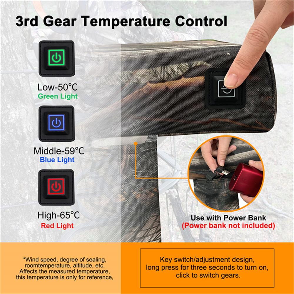 Подушка сиденья с подогревом для охоты, регулируемая перезаряжаемая подушка сиденья для уличной подставки на дереве