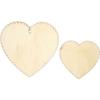 Labels To Decorate - Set of 12 Wooden Hearts - 5.1 To 7.5 Cm - White Varnish - Scalloped Edges