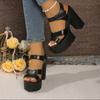 Fashion Summer 2025 New High Quality Women's Open Toe Sandals Platform Med Heel Chunky Heels Sandals for Fashion Plus Size Dress Party